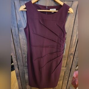 Calvin Klein Purple Sleeveless Sheath Midi Dress